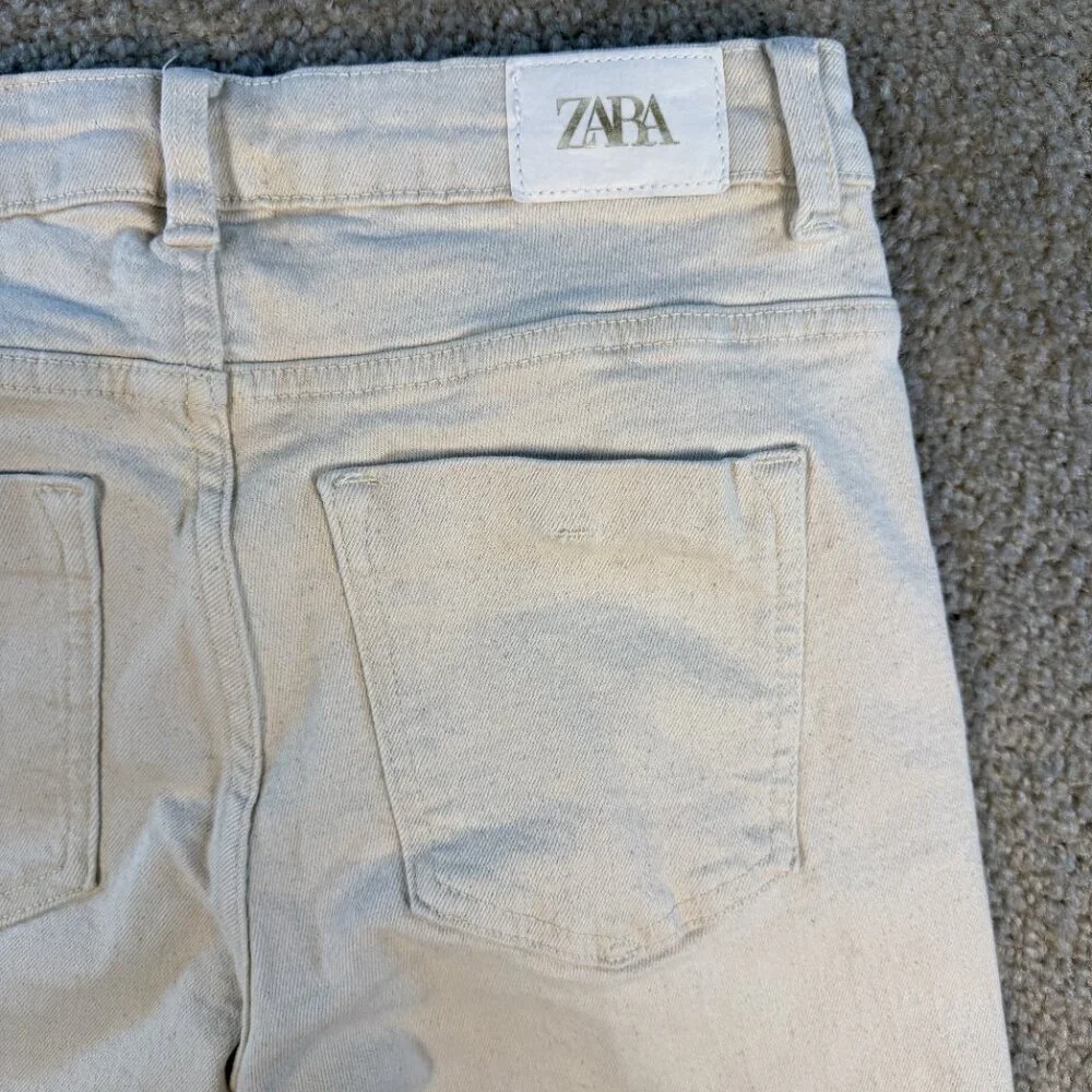 Zara Women’s Jeans Size 6 Skinny Ankle Tan Cream Mid Rise Stretch F458